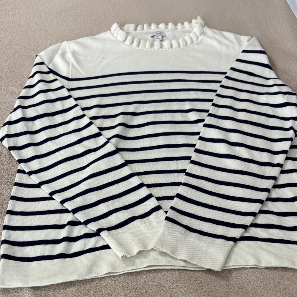 J. Crew Cream Ruffle Neck Sweater